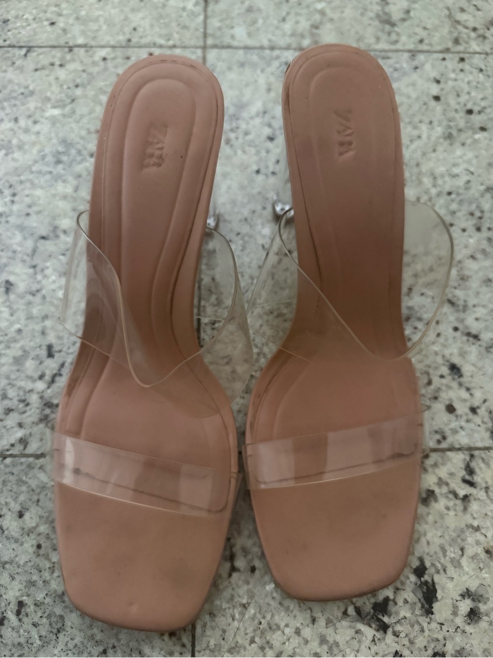Zara Nude Clear-Strap Women's Slide Sandals - USED - GOOD